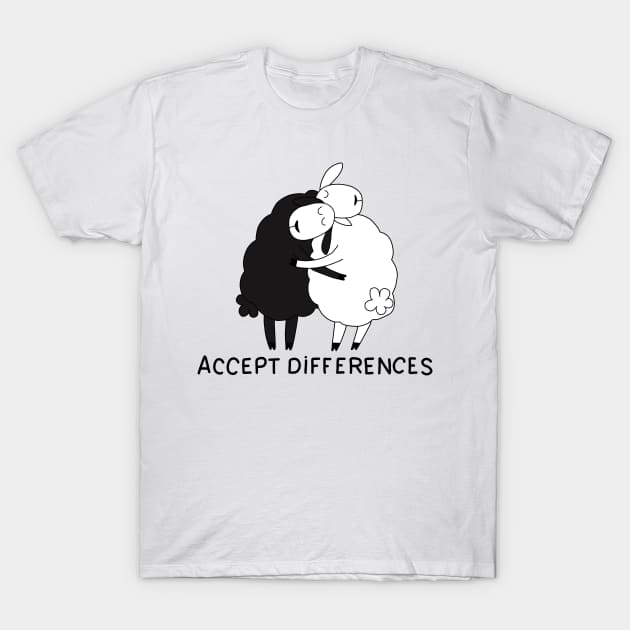 Black sheep and white sheep T-Shirt by valentinahramov